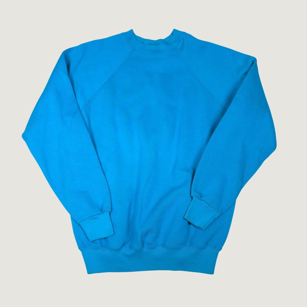 Sweats Appeal by Tultex Blank Sweatshirt Medium Blue Vintage 80s Raglan Made USA